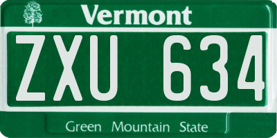 VT license plate ZXU634