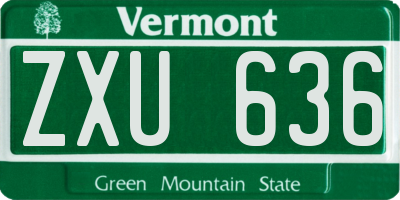VT license plate ZXU636