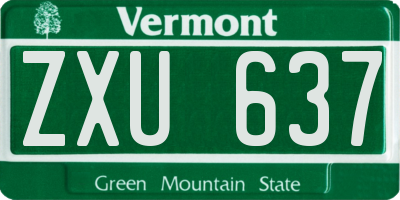 VT license plate ZXU637