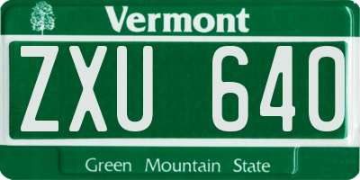 VT license plate ZXU640