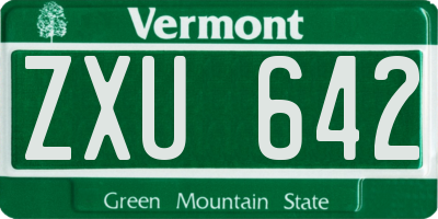 VT license plate ZXU642