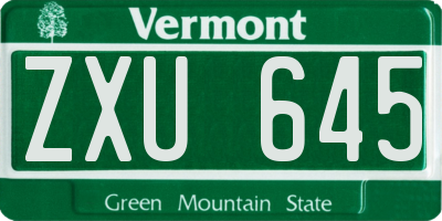 VT license plate ZXU645