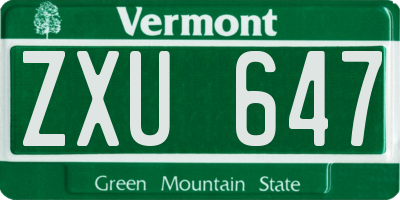 VT license plate ZXU647
