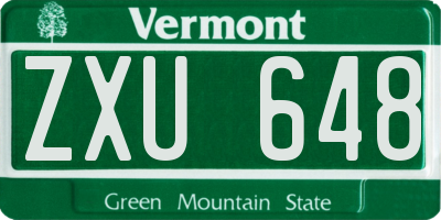 VT license plate ZXU648