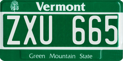 VT license plate ZXU665