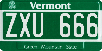VT license plate ZXU666