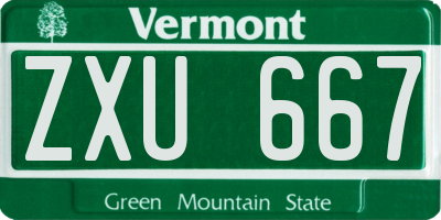 VT license plate ZXU667