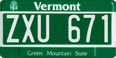 VT license plate ZXU671