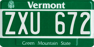 VT license plate ZXU672
