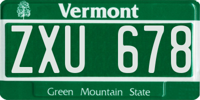 VT license plate ZXU678