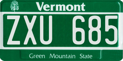 VT license plate ZXU685