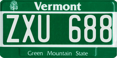 VT license plate ZXU688