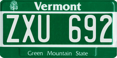 VT license plate ZXU692