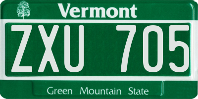 VT license plate ZXU705