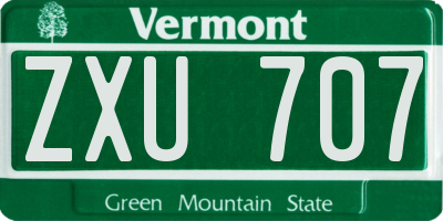 VT license plate ZXU707