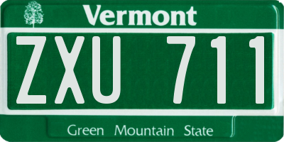 VT license plate ZXU711