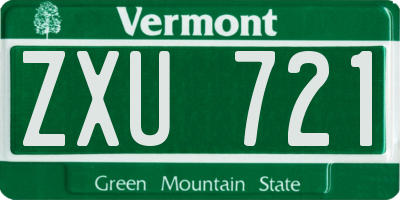 VT license plate ZXU721