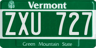 VT license plate ZXU727