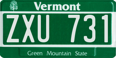 VT license plate ZXU731