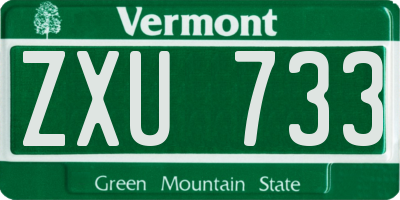 VT license plate ZXU733
