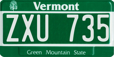 VT license plate ZXU735