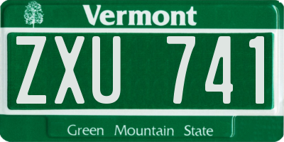 VT license plate ZXU741