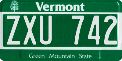 VT license plate ZXU742