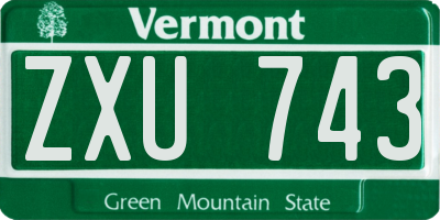 VT license plate ZXU743