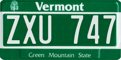 VT license plate ZXU747