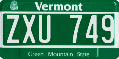 VT license plate ZXU749