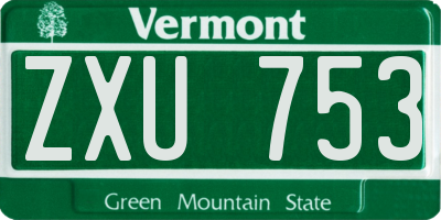 VT license plate ZXU753