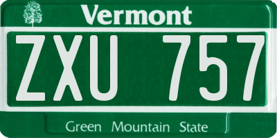 VT license plate ZXU757