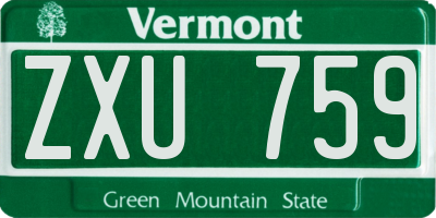 VT license plate ZXU759