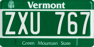VT license plate ZXU767