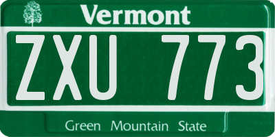 VT license plate ZXU773