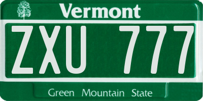 VT license plate ZXU777