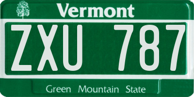 VT license plate ZXU787