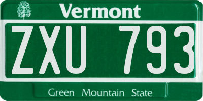 VT license plate ZXU793