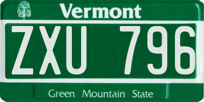 VT license plate ZXU796