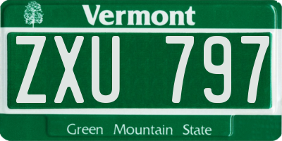 VT license plate ZXU797