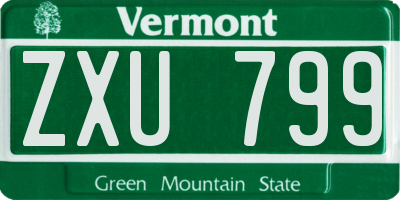 VT license plate ZXU799
