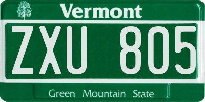 VT license plate ZXU805