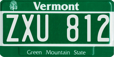 VT license plate ZXU812