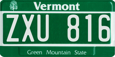 VT license plate ZXU816