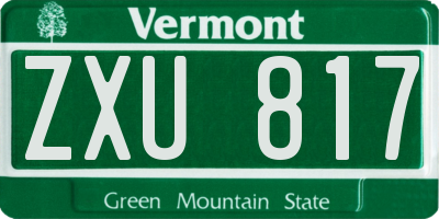 VT license plate ZXU817