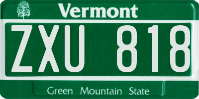 VT license plate ZXU818