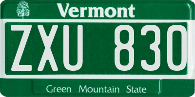VT license plate ZXU830