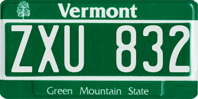 VT license plate ZXU832