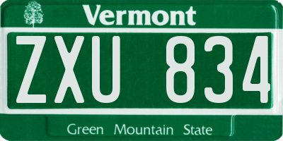 VT license plate ZXU834