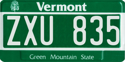VT license plate ZXU835